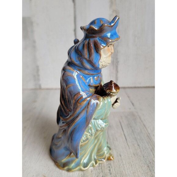 Ceramic nativity scene 3 Kingsman blue figure religious Bible - Picture 2 of 7